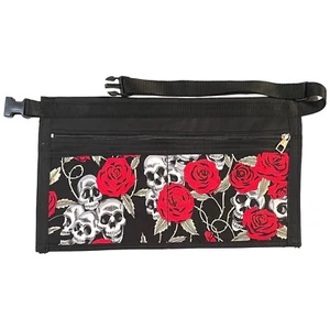 Skull & Red Rose Market Trader Money Belt Pouch Adjustable Strap notes & coins - Picture 1 of 2