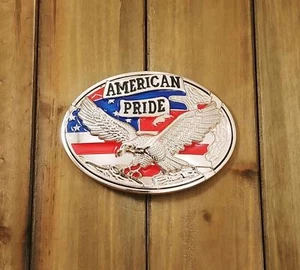 AMERICAN PRIDE EAGLE METAL BELT BUCKLE ANIMAL COWBOY & WESTERN HEBILLA #105 - Picture 1 of 2