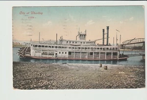POSTKARTE PADDELBOOT CITY OF WHEELING WEST VIRGINIA - Bild 1 von 2