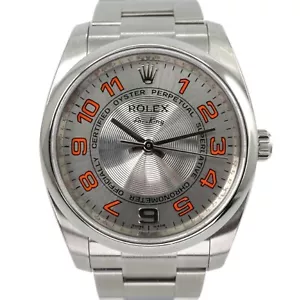 Rolex Air King 114200 acciaio argento concentrico arancione quadrante arabo c. 2007-08 - Foto 1 di 15