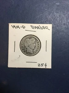 1914-D  Barber Quarter, about G grade - Picture 1 of 4