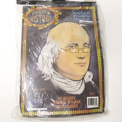 Heroes in History Benjamin Franklin Wig Kit Forum Novelties NOS Costume - Image 1 of 2