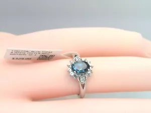 $329-NEW 1CT Natural Oval Cut London Blue Topaz Engagement Ring 14K PL/925- SZ 5 - Picture 1 of 14