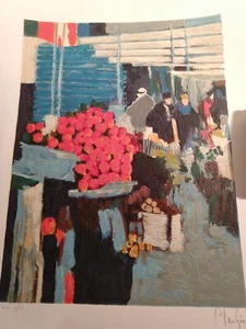 Claude Fauchere, "Der Obstmarkt" Serigrafie handsigniert limitierte Auflage H.C #10/15 - Bild 1 von 8
