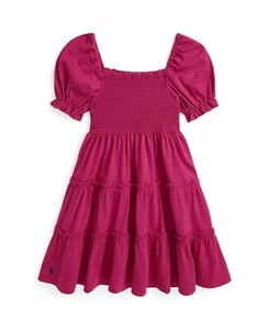 Polo Ralph Lauren Little Girls Smocked Cotton Jersey Dress Pink Size 6X - Picture 1 of 3