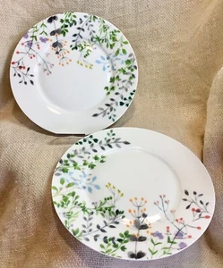 2 MIKASA Tivoli Garden 7 3/4 inch appetizer dessert plates whimsical wildflowers - Picture 1 of 4