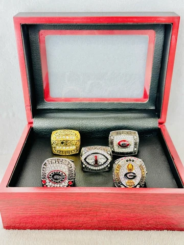 5 PCS Georgia Bulldogs Championship Ring W Box, US SHIP 1980-2022 Cover
