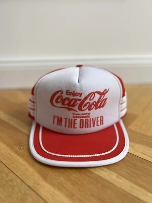 Vintage Coca Cola Three Stripes Trucker Hat Mesh I Am The Driver Old School Cap - Bild 1 von 4