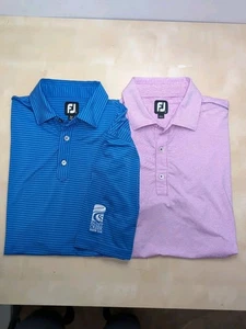 Lot 2 - Chemise manches courtes Footjoy FJ Polo Golf taille L - Rose et bleu -*Lire* - Photo 1/13
