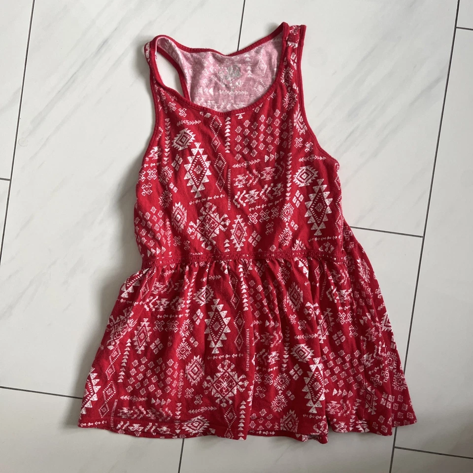 Niñas JUSTICIA Talla 16 Rojo Geométrico Camiseta Sin Mangas Camisa Foto 1 de 1