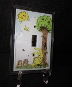 Vintage "Children's Bunny Mouse Plastic Light Switch Cover" Nursery Decor 1980s - Picture 1 of 4