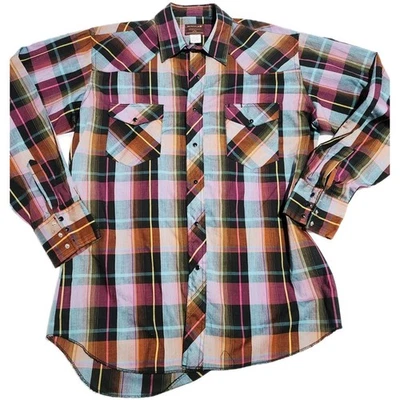 Camisa vaquera vintage Rustler para hombre perla a presión cola X 16 34/35 Foto 1 de 4