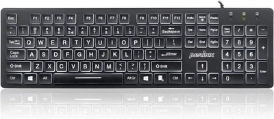 Perixx PERIBOARD-317 USB Keyboard – Backlit, Big Print, Black, US Layout - Image 1 of 4