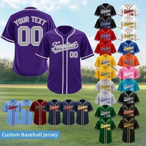 Personalisiertes Baseball Trikot, individuell besticktes Team Shirt mit Namen Nummer - Bild 1 von 9