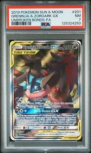 Pokemon Sun & Moon Unbroken Bonds 201 Full Alt Art Greninja & Zoroark GX PSA 7 - Picture 1 of 1