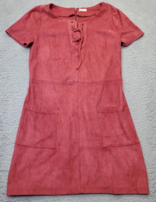 Vestido Hollister línea A para mujer pequeño rojo manga corta cuello redondo con cordones cremallera trasera Foto 1 de 4