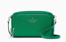 Kate Spade staci dual zip around crossbody Leather Clutch Pouch ~NWT~ Green