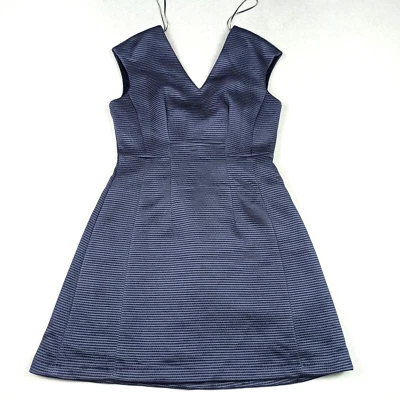 Reiss Anouk Vestido Mujer UK-12 EU-40 USA-8 Azul Corto Texturizado Forro Zip - Imagen 1 de 4