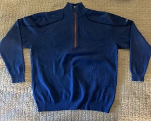 Vintage Columbia wool blend mens 1/2 zip sweater blue/black/orange L - Picture 1 of 10