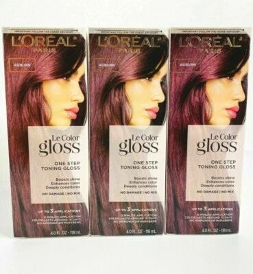 L'Oreal One Step Toning Hair Gloss Auburn Red Toner 3 Boxes 9 Total Applications - Image 1 of 4
