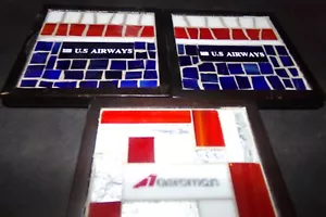 Lote 3 Posavasos Azulejos Vintage Aerolínea U.S Airways y Aeroman Rojo Blanco Azul - Imagen 1 de 1