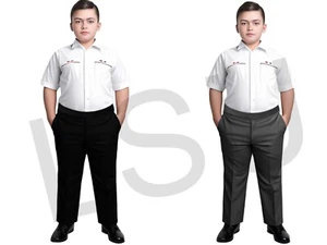 BOYS SCHOOL TROUSER PLUS GENEROUS FIT ALL AROUND FULL ELASTICATED WAIST PULL UP - Picture 1 of 6