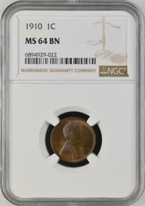 :1918-P 1C LINCOLN CENT NEAR GEM NGC MS 64 RB LOW POP RARITY R4 HIGHEST GRADES - Picture 1 of 4