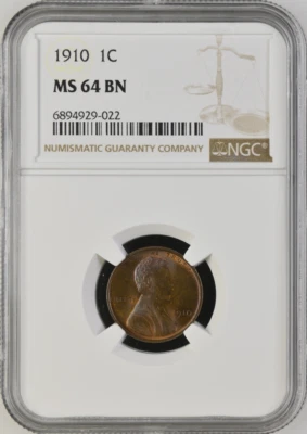 :1918-P 1C LINCOLN CENT NEAR GEM NGC MS 64 RB LOW POP RARITY R4 HIGHEST GRADES - Image 1 of 4