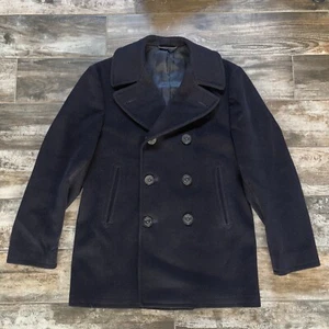 Vintage US NAVY 70s KERSEY WOOL PEA COAT Peacoat BlueMilitary Jacket Size Men 38R M - Bild 1 von 7