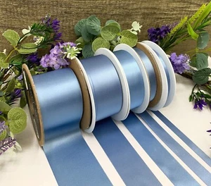 Nastro raso blu polvere fiordaliso chiaro scuro matrimonio fascia fiocco RICICLATO 7-70mm - Foto 1 di 10