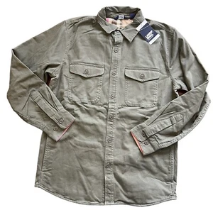 Giacca camicia uomo Lands End foderata in flanella con bottoni piccola muschio bosco nuova con etichetta - Foto 1 di 4