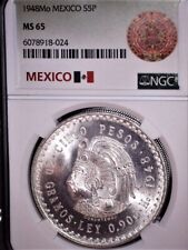 1948 Mo, Mexico 5 Silver Peso, NGC MS65, Gem Grade !!
