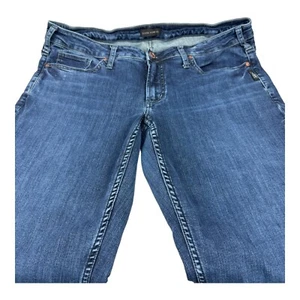 Silver Jean Co Suki Capri Jeans Womens Plus 18 Stretch Straight Blue Denim 38X25 - Picture 1 of 7