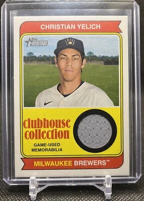 2023 Topps Heritage CHRISTIAN YELICH Clubhouse Collection Jersey Relic!  Brewers - Image 1 of 2