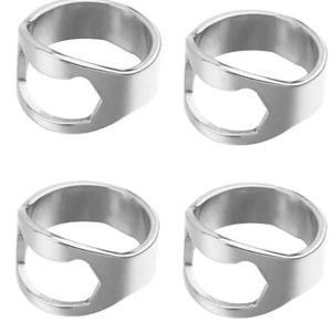 Paquete de 4 anillos abridores de botellas de cerveza de acero inox - Foto 1 di 7