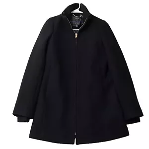 J. Crew Stadiontuch Nello Gori schwarz Wollmischung durchgehender Reißverschluss Lodge Mantel Damen 6T - Bild 1 von 14
