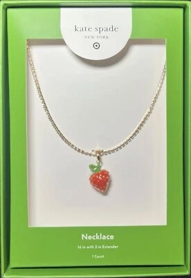 Collar Tenis Kate Spade X Target Fresa Dije Dorado Nuevo en Caja Edición Limitada EN MANO Foto 1 de 3
