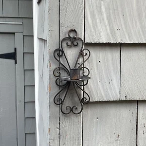 8.5" Wall Forged Iron Metal Single Candle Stick Holder Sconce - Picture 1 of 4