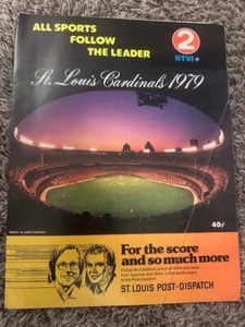 Tarjeta de puntuación del programa de béisbol de los Cardenales de San Luis 1979 contra Chicago Cubs sin anotar - Imagen 1 de 4