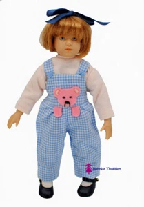 Boneka Vintage Clothing Set Bib & Brace And T-Shirt for 22cm/8.5 " Dolls - Picture 1 of 2