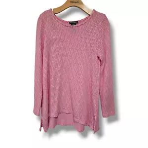 Chelsea & Theodore Women's Long Sleeved Textured Top Light Pink/White medium - Picture 1 of 8