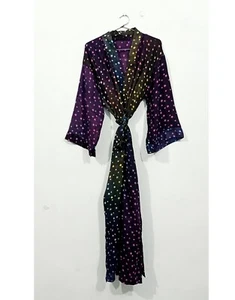 Indischer Baumwoll Viskose Multi Batik Stern Baumwolle Kimono Bademäntel Maxi Kimonos USA - Bild 1 von 5