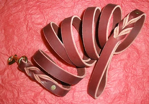 LEATHER DOG LEASH, 3/4" X 86.25", QUAL X HEAVY HIDES, SOLID BRASS SNAP, USA - Picture 1 of 24