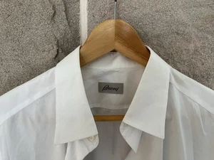BRIONI - Large White Short Sleeve Cotton Shirt - Flawless - Foto 1 di 6
