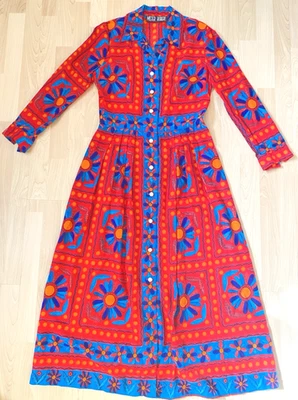 Mr. Robert Women's M Maxi Dress 1970s Colorful Floral Retro Boho Mexican - Image 1 of 4