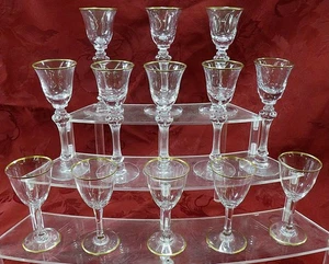SET 13 MIKASA JAMESTOWN WATER / WINE STEMMED GOBLET GLASSES LOT (4"H & 5.5"H) - Picture 1 of 6