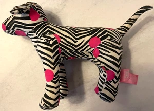 VICTORIA'S SECRET PINK DOG - ¡Mascota icónica cachorro de peluche! PERRO estampado de cebra y puntos - Imagen 1 de 4