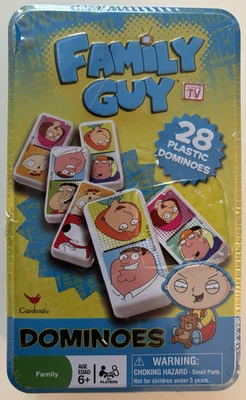 FAMILY GUY DOMINOES 28 Plastic pieces in Tin Box by Cardinal. EXCELLENT! - Image 1 of 2