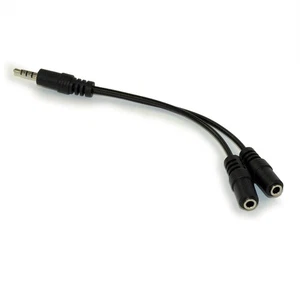 4 Conductor TRRS Male to 2-3.5mm Female Audio/ Microphone Break-out Adapter - Picture 1 of 3