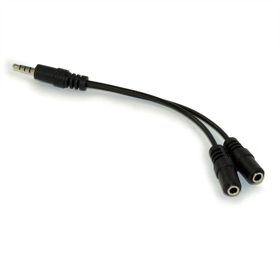 4 Conductor TRRS Male to 2-3.5mm Female Audio/ Microphone Break-out Adapter - Image 1 of 3